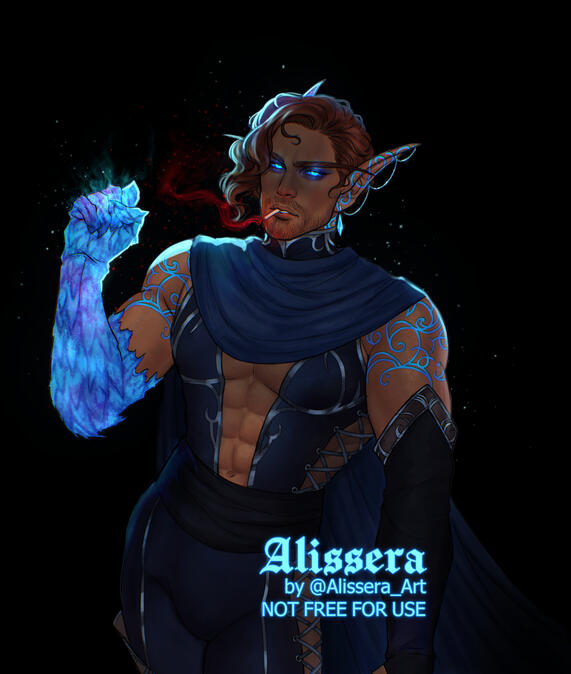 "The weight of what he will not say rests within his eyes." (Alissera_Art, Twitter)