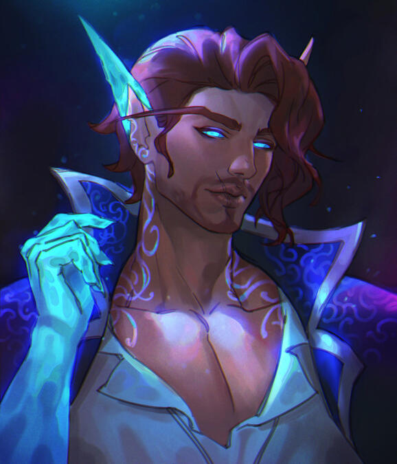 'Through moonlit embrace, his eyes held galaxies, each blink brushing stardust across the chiselled canvas of his visage.' (mihaildava, Twitter)